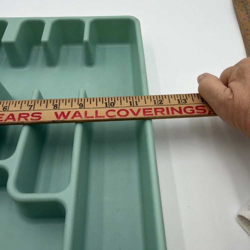 Vintage 90s Rubbermaid Large Cutlery Tray Flatware Drawer Organizer Sage Green